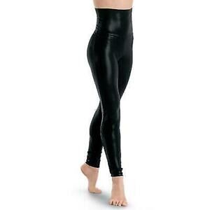 Dance Leggings Balera ML9062 Small Adult Black Metallic Jazz Hip Hop Sparkle